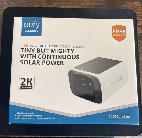 eufy 2K Solar Powered Outdoor Security Camera S220 Wireless. New-Free Shipping.