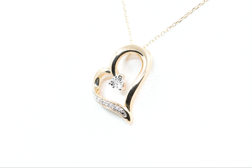 Diamond Heart Pendant in 10k Yellow Gold - Picture 6 of 8