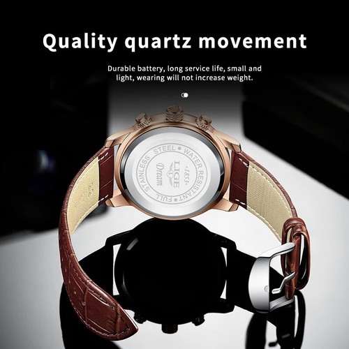 Luminoso Reloj Hombre Reloj Cuarzo Cronógrafo Calendario Impermeable Moda Regalo - Imagen 23 de 28