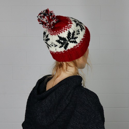 Wool cap with pompon warm hat knitted hat with pon p - Picture 4 of 6