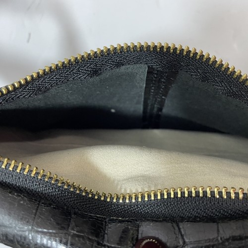 Bumbag in rilievo pelle Neuville coccodrillo lucido confezione Fanny nero regolazione nuova senza etichette - Foto 6 di 10