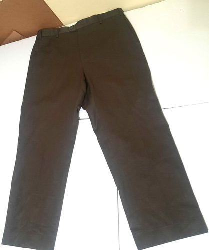 Zanella Mens 36 28 Brown 100 Wool Flat Front Dress Pants Slacks Italy - Picture 2 of 9