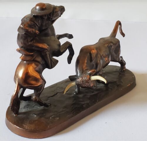 Stierkämpfer auf Pferd, Matador Skulptur, Art deco, Jugendstil, Modern - Bild 5 von 6