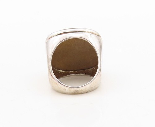 925 Sterling Silver Vintage Ring Modernist Square Tigers Eye  Sz 7.5  RG30332 - 第 5/8 張圖片