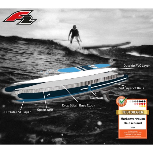 F2 OCEAN LTD 11,5 Stand Up Paddle Board Paddel SUP 350 rot aufblasbar 2025 NEU - Bild 2 von 7
