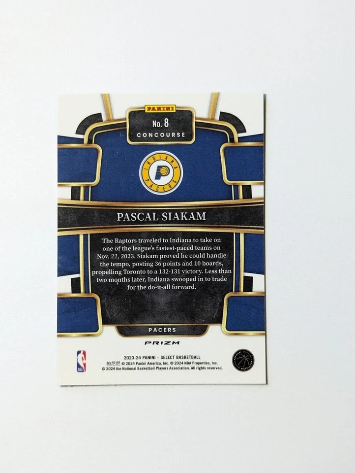 Pascal Siakam 2023-24 Panini Select #8 Concourse Green White & Purple Prizm - Image 2 of 2