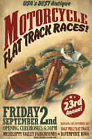 Vintage Dirt Flat Track Sidecar Motorcycle Racing Poster Print 54x36 Big Vintage Dirt Flat Track Sidecar Motorcycle Racing Poster Print 54x36 Big
