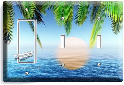 TROPICAL PARADISE BEACH PALMS OCEAN SUN LIGHT SWITCH OUTLET WALL PLATE ART DECOR - Picture 32 of 34