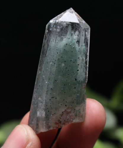 Guarigione punto bacchetta cristallo quarzo fantasma verde trasparente naturale 29,4 g - Foto 3 di 12