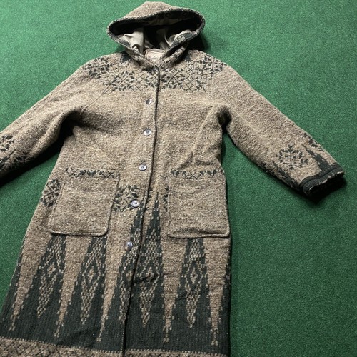 Vintage Woolrich Overcoat Unisex L Brown 90S Aztec Navajo Wool Parka Coat USA