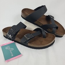 NEW Mountain Sole Ladies Leather Sandal Size 6 Black NIB
