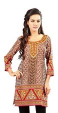 Paisley 3/4 sleeve Indian Printed Kurti Tunic Women Kurta