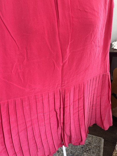 Joie Silk Bright Pink Drop Waist Pleated Sleeveless Summer Dress Women Size S - Picture 14 of 14