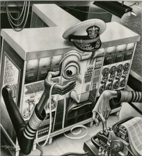 Computational Machine by Boris Artzybasheff 1940s Surreal Techno-Anthropomorphic