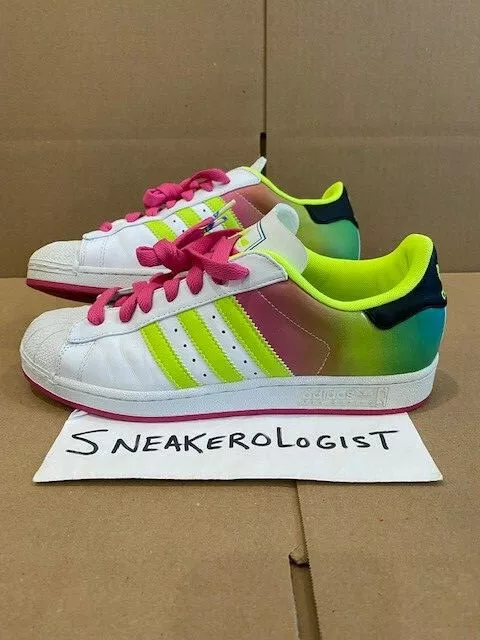 ADIDAS SUPERSTAR NBA 9 white neon yellow pink teal 2008 originals low series | eBay