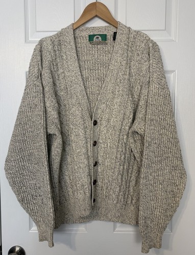 British Racing Green Men’s Cardigan Size L Cable Knit Academia Grandpa Vintage - Picture 1 of 10
