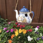 Tea Pot Birdhouse Handmade From Vintage Teapot Kitty Cat Themed Garden Decor ￼