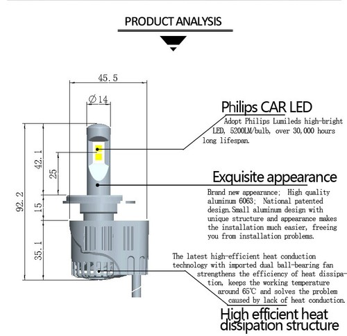 2X 110W H7 4PCS LED Auto Licht Scheinwerfer 10400LM Wasserdicht Weiß - Bild 6 von 9