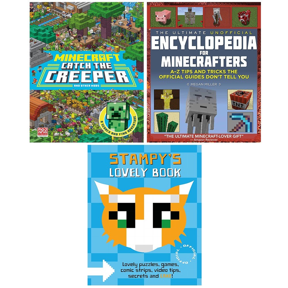 Minecraft Catch Creeper Other Mobs,Stampy Cat HB,Unofficial Encyclopedia 3 Books