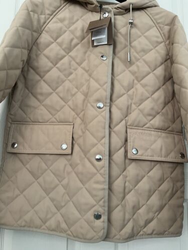 New Authentic Burberry Quilted Hooded Jacket Women Size S, Soft Fawn Color - Picture 15 of 15