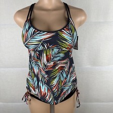 Mossimo Women's Tankini Top Slate Multicolor Palm Print Size Small