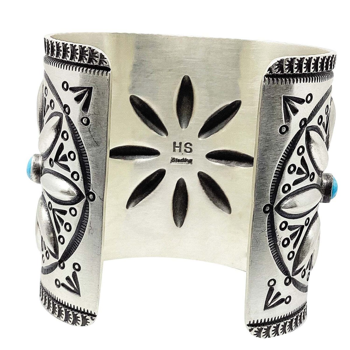 Herman Smith, Bracelet, Wide, Stamping, Turquoise, Navajo Herman Smith, Bracelet, Wide, Stamping, Turquoise, Navajo