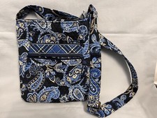 Vera Bradley Windsor Navy Blue Paisley Hipster Crossbody Shoulder Purse Bag