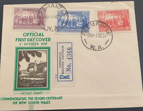 Australian FDC 1937 Commemorating The Sesquicentennial-Centenary Of NSW