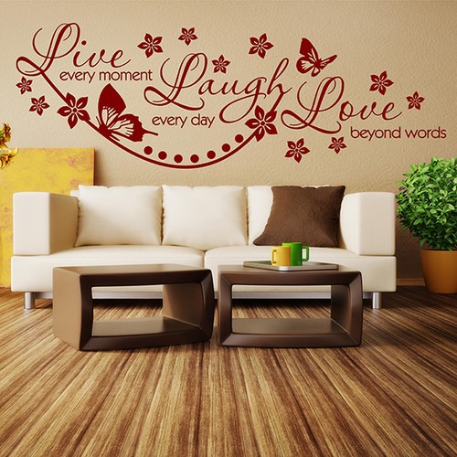 WALL STICKERS  💗 Live Laugh Love 💗   WALL ART DECAL STICKERS Wall Quotes   N38 - Picture 1 of 7