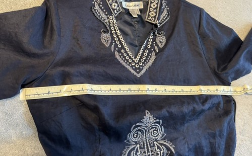 Dunkelblaue Tunika bestickt mit Pailletten Perlen und Strass #74 - Bild 10 von 10