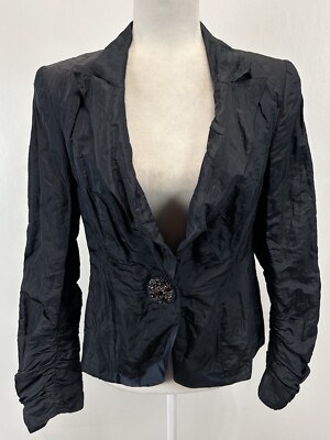 Escada Silk Blend Evening Blazer jacket Sz 40 US 10 Women s Crinkle Lined 