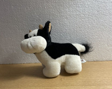 Aurora Cow Plush Black and White Bull Stuffed Animal Toy Holstein 8 Inch Lovey