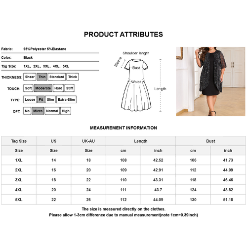 Plus Size Women 3/4 Sleeve Mesh Glitter Sheer Bodycon Cocktail Party Mini Dress - Picture 2 of 46