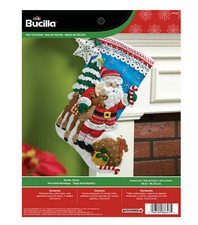 BUCILLA FELT JEWELED NORDIC SANTA CHRISTMAS STOCKING KIT REINDEER 18"