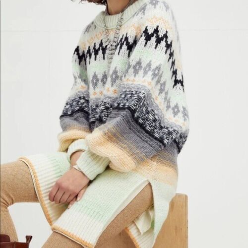 FREE PEOPLE Frozen forrest Tunic Jumper Long Multi UK XS 6 - 8 RRP £228 FP77 - Picture 2 of 11