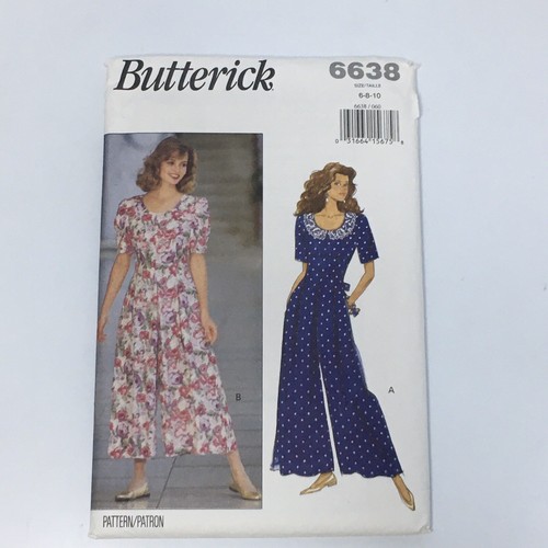 Jumpsuit B6638 UNCUT Sewing Pattern Size 6-10 Vintage Butterick