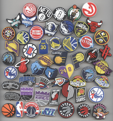 #ad NBA Basketball Croc Shoe Charms Jibbitz Team Logos Kobe Curry You Pick $1.00