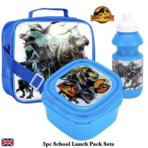 Childrens Kids Insulated 3pcs Lunch Bag Set Box Kids Boys Girls School Food - Picture 9 of 54