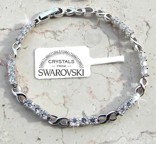 Bracciale tennis pl. oro bianco 18k Uomo Donna,braccialetto infinito classico SW - Foto 1 di 2