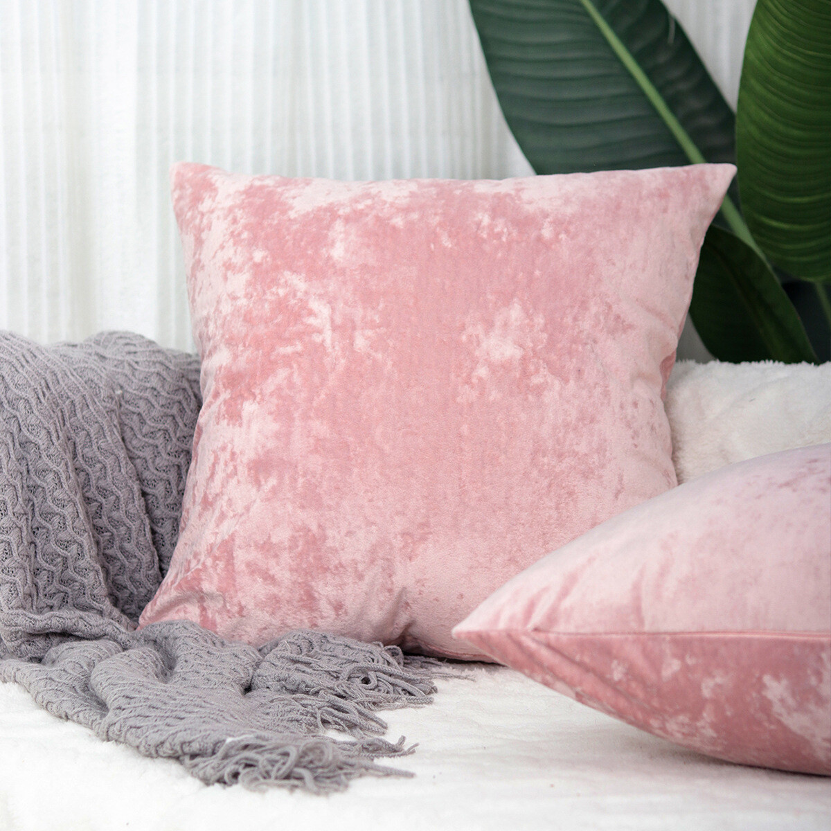 Crushed Velvet Cushion Covers Throw Sofa Pillow Cases Cover 16 18 20 22 24 eBay