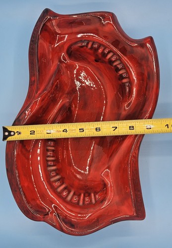 Mid-Century Big Red Ceramic Ashtray Byron Molds Handglazed Groovy Art Pottery - Picture 6 of 16