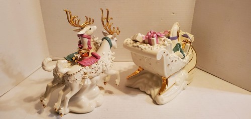 Lenox Candelabros Entrega Vacacional Edición Limitada 2002 Ciervo Grande y Trineo - Imagen 5 de 10