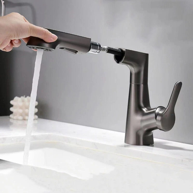 Sink Basin Tap Kitchen Pull Out Taps 360° Rotatable Brass Faucet Bathroom Faucet - Image 4 of 4