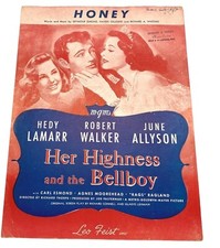 Honey From Her Highness and the Bellboy VTG Piano Sheet Music 1928 Heddy Lamar