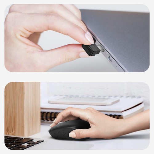 Kabellose Maus mit USB-C- /USB-Adaptern für Tablets / Macbooks, Akashi – Schwarz - Bild 4 von 6