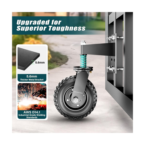 Gate Wheel, 8 Inch Spring-Loaded Heavy Duty Caster for Metal Tube & Wooden Ga... - Picture 4 of 6