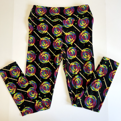 Lularoe Leggings OS One Size LOLLIPOP PRINT - Picture 2 of 5