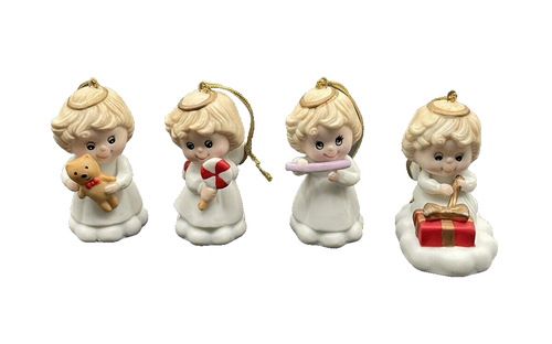 Russ Berrie & Co Christmas 2.5" Porcelain Angels Ornaments - Set of 4 New in Bag - Picture 1 of 16