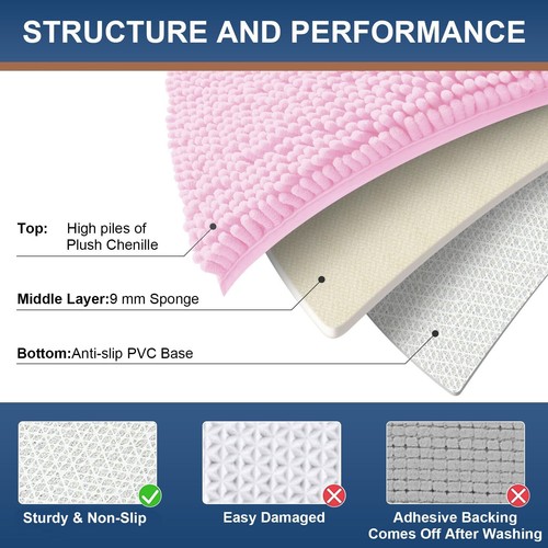 Smiry Luxury Chenille Bath Rug 24''x16'' Extra Soft and Absorbent Shaggy Bath... - Picture 5 of 9