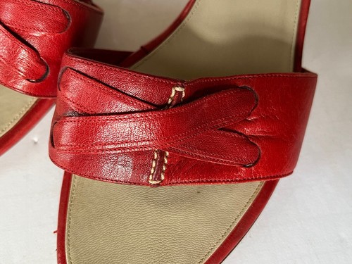 Vintage Yves Saint Laurent Ysl Red High Heeled Sandals Red Size 38.5 - Picture 4 of 17